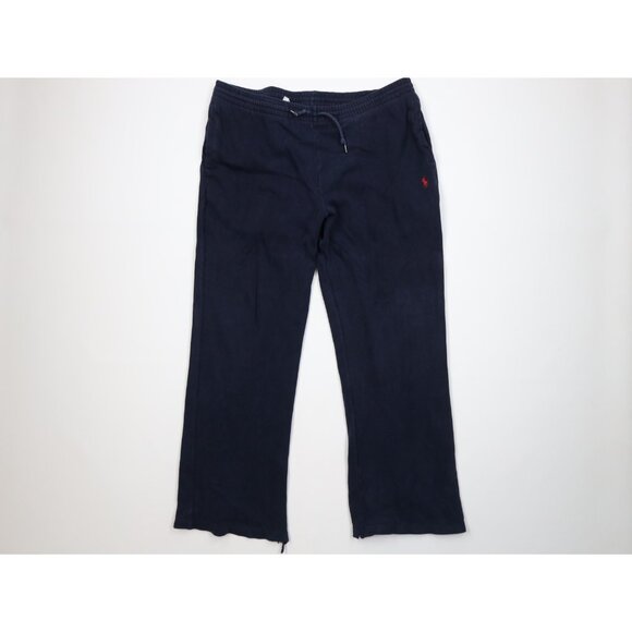 Vintage 90s Ralph Lauren Mens XL Distressed Cotton Ribbed Knit Wide Leg Pants - Picture 1 of 13